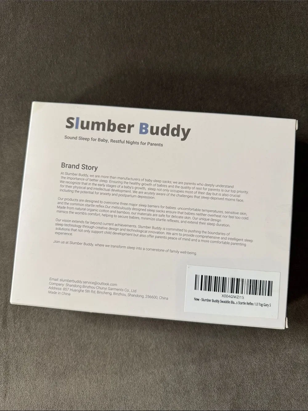 Slumber Buddy Gray Baby Sleep Sack Zip-Up Swaddle SMALL 1-3 Months 8-14lbs NEW